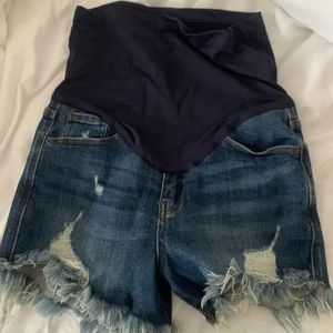 Pink blush maternity shorts